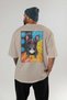 For Dog Lovers 42 Back Dog Print Beige Oversize T-Shirt 100% Cotton Unisex Dog Lover Premium Design - 4