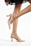 Mina Beige Women's Lace Heeled Shoes - 6