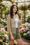 Gold Color Glittery Hand Knitted Crochet Hexagonal Mesh Cardigan - 2