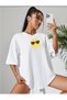 Women / Girls Glasses Emoji Unisex T-Shirt Oversize Salas Boyfriend - 3