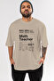 Math Teacher Oversize Front Printed Beige T-Shirt 100% Cotton Streetwear Premium Comfortable Fit - 2