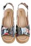 Women's Vegan Leather Black Wedge Heeled Sandals - El Cosmico Design - 2
