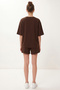 Modal Oversize T-Shirt Shorts Set Lub0379 Brown - 6