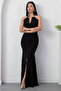 V-Neck Metal Neck Collar Sandy Dress K-261749 - 6