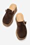 Mia Women's Genuine Leather Wedge Heel Slippers Brown Suede - 4