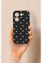 Poco X8 Pro Compatible White Mini Heart Black Patterned Silicone Case