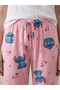 Pink Stitch Printed Wide-Leg Cotton Pajama Bottoms - 4
