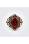 Bronze Ring Authentic Copper Jewelry Red Crystal Stone with Drop Flower Design Adjustable Vintage Women's Ring - 5