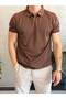 Men's Regular Fit No-Closure Polo Tshirt Bitter Brown Eca084
