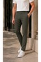 Men's Dark Green Slim Fit Lycra Side Pocket Ankle Length Plain Fabric Trousers