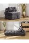 Comfortable Single Folding Sofa Bed for Living Room - Convertible Armchair with Mattress and Cushion, Back Support, Space Saving Design, Ideal Floor Stand, Dark Grey - 3