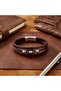 Steel Ball Detailed Brown Leather Men's Bracelet 31684B8D2 - 4