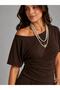 Women's Asymmetrical Cut Skirt Blouse Bottom Top Set - 4