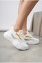 Yaswe Women's Sneakers Lace-Up Sports Shoes Orange/White Leather - 2