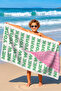 City-Themed New York Beach Towel - Modern Typographic Pink Green Quick-Dry Microfiber Towel - 2