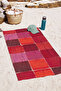 Modern Geometric Plaid Beach Towel - Red Purple Abstract Design Quick Dry Microfiber Towel Coverlet
