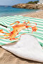Crab-Themed Striped Marine Beach Towel - Mediterranean Style Green and White Quick-Dry Microfiber Towel - 3
