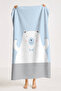 Boy's Beach Towel with Cute Teddy Bear Figure - Pastel Blue Pool Sea Bath Beach Cover Towel - 2