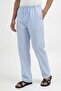 Baby Blue Modal Blend Striped Men's Trousers