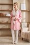 Women's Pink Satin Polka Dot 3-Piece Maternity Pajama Set with Dressing Gown - 5