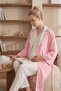 Women's Pink Satin Polka Dot 3-Piece Maternity Pajama Set with Dressing Gown - 3