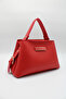 Women's Red Crossbody Hand and Shoulder Bag with Internal Pocket, Front Accessory and Belt Detail - 3