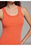 Slim Fit Plain Women's Orange Sleeveless Dress - 4