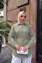 Women's Self-Patterned Waist-Tie Shirt Khaki Green
