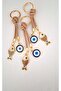 Gift Marine Series Evil Eye Beaded Lucky Fish Keychain - Beige - 2