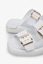 Vesso White Leather Women's Slippers - 5