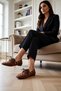 Women's Suede Loafer Shoes Lace-Up Round Toe Metal Detailed Flat Heel Comfortable Cut Daily Modern - 4