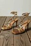 Women's Cross-Strap Platform Heeled Sandals Ankle Strap Metallic Shiny Summer Shoes Comfortable