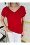 Red Front and Back V-Neck Soft T-Shirt - 3