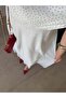Ecru Polka Dot Belted Chiffon Dress - 4