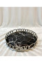 Decorative Round Chrome Metal Glass Presentation Tray with Marble Pattern-Silver - 3