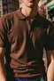 Men's Zippered Cotton Coffee Polo Collar T-Shirt - 6