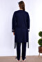 Adjustable Waist Elasticated Maternity Pajama Set with Dressing Gown Effortt - Navy Blue - 4