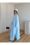 Linen Textured Three-Piece Set with Blue Accessories - 8922 - 4