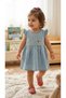 Girl's Floral Embroidered Denim Dress and Shoes Set - 2