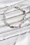 Brass Silver Color Pink and Purple Zircon Stone Flower Model Women's Bracelet