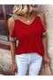 Women's Off-The-Shoulder V-Neck Strappy Viscose Blouse - 2