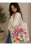 40X40 cm Digital Printed Suede Fabric Women's Shoulder Bag - Multi-Colored - Patterned Daily and Beach Bag - 3