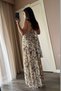 Women's Low-Cut Chiffon Dress with Tie-Up Detail Beige - 5