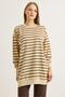 Women's striped crew neck tunic - brown - 5
