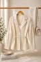 Women's Double-Breasted Collar Jacket with Waist Tie, Cream