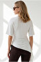 Women's White Drape Detailed Asymmetrical Blouse Blz-19003399 - 5