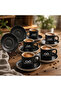 6 Pieces of Matte Black Ceramic Turkish Coffee Cups and Saucers with Your Logo |   Corporate Modern Coffee Presentation Set - 3