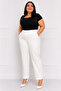 White Elastic Waist Plus Size Trousers