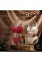 2-Piece Bra Set Padded Cross-Strap Comfortable Flexible Stylish Look 2-Pack Red - Ecru
