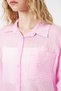 Women's Single Pocket Striped Oversize Shirt 1505 - Pink - 5